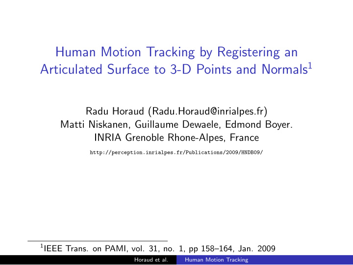 human motion tracking by registering an