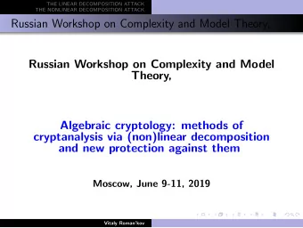Russian Workshop on Complexity and Model Theory,  Russian Workshop on Complexity and Model  Theory,
