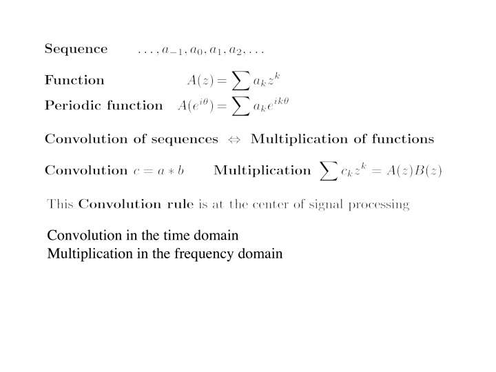 convolution in the time domain multiplication in the