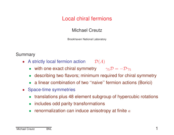 local chiral fermions