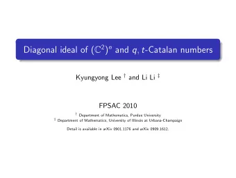 Diagonal ideal of ( C 2 ) n and q , t -Catalan numbers Kyungyong Lee  and Li Li   FPSAC 2010
