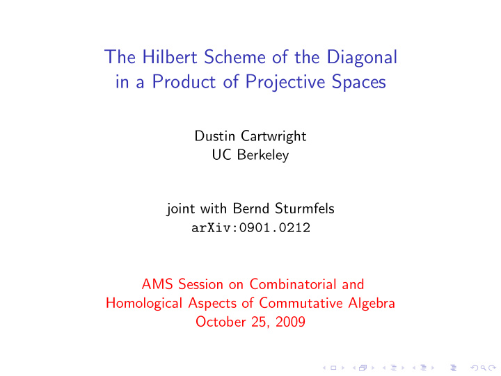 the hilbert scheme of the diagonal in a product of