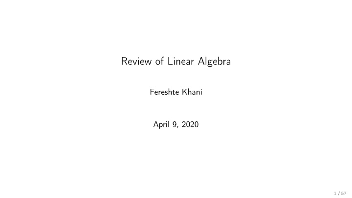 review of linear algebra