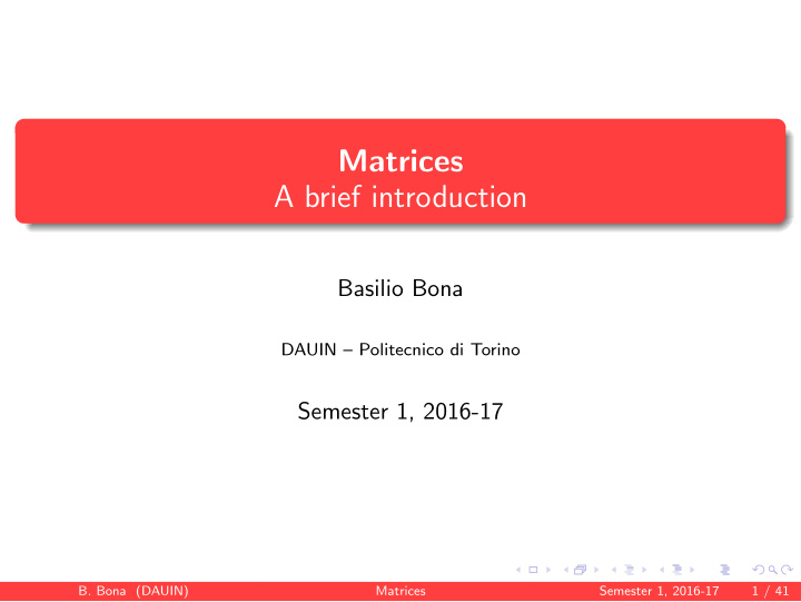 matrices a brief introduction