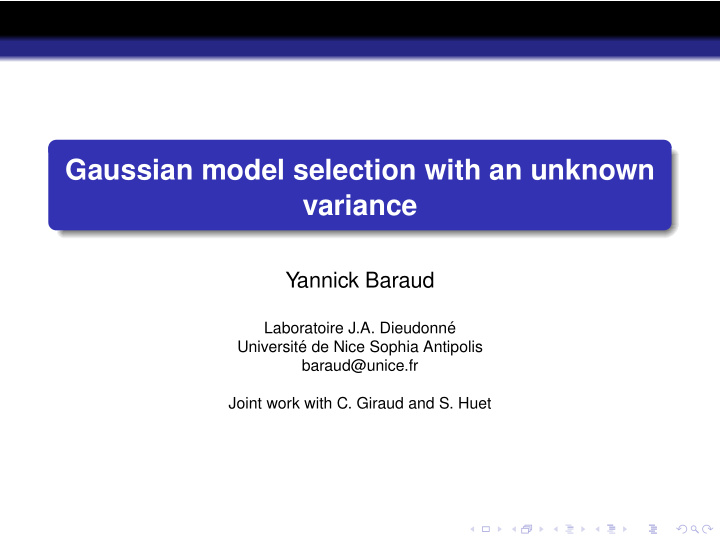 gaussian model selection with an unknown variance