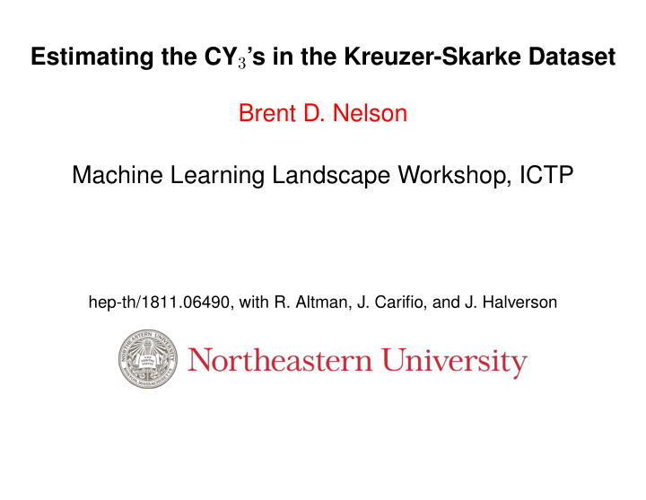 estimating the cy 3 s in the kreuzer skarke dataset brent