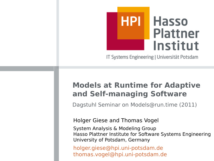 models at runtime for adaptive and self managing software