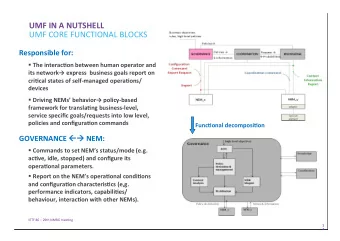 UMF  IN  A  NUTSHELL   UMF  CORE  FUNCTIONAL  BLOCKS   Responsible  for: