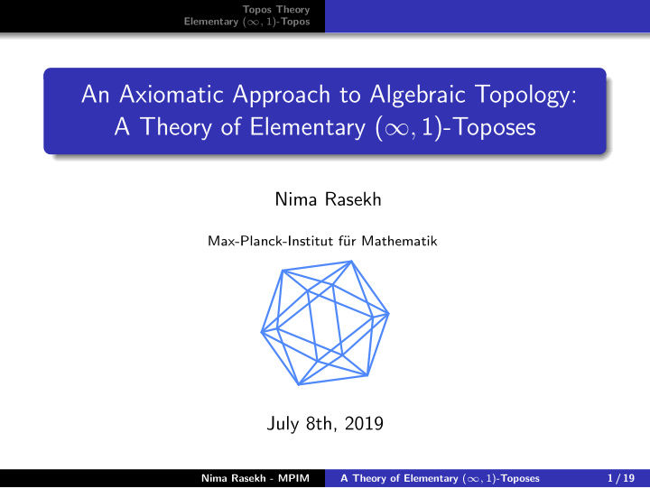 an axiomatic approach to algebraic topology a theory of