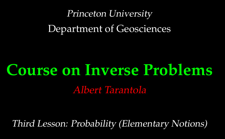 course on inverse problems