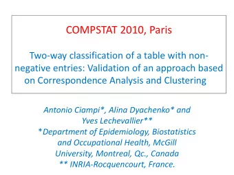 COMPSTAT 2010, Paris Two  way classification of a table with non  negative entries: