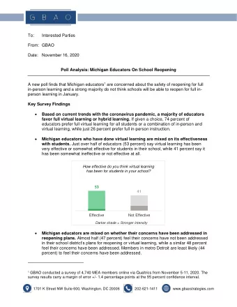 To:  Interested Parties  From: GBAO  Date: November 16, 2020  Poll Analysis: Michigan Educators On