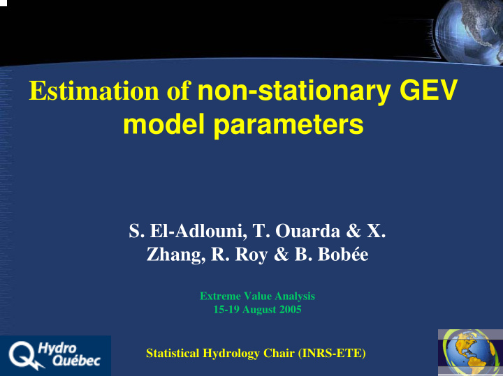 estimation of non stationary gev model parameters