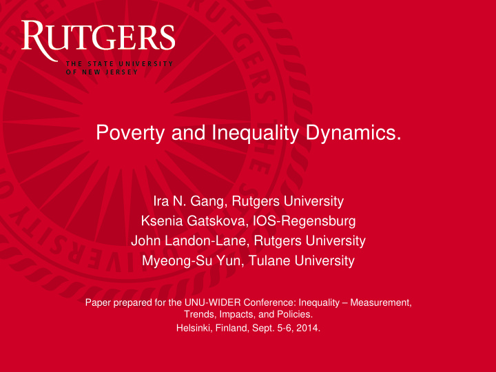 poverty and inequality dynamics