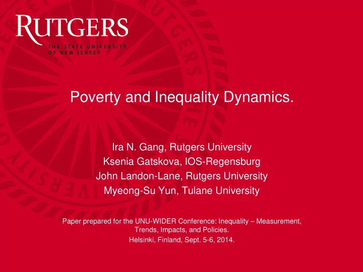 poverty and inequality dynamics