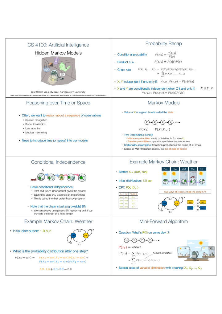 probability recap cs 4100 artificial intelligence