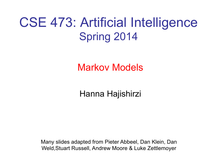 cse 473 artificial intelligence