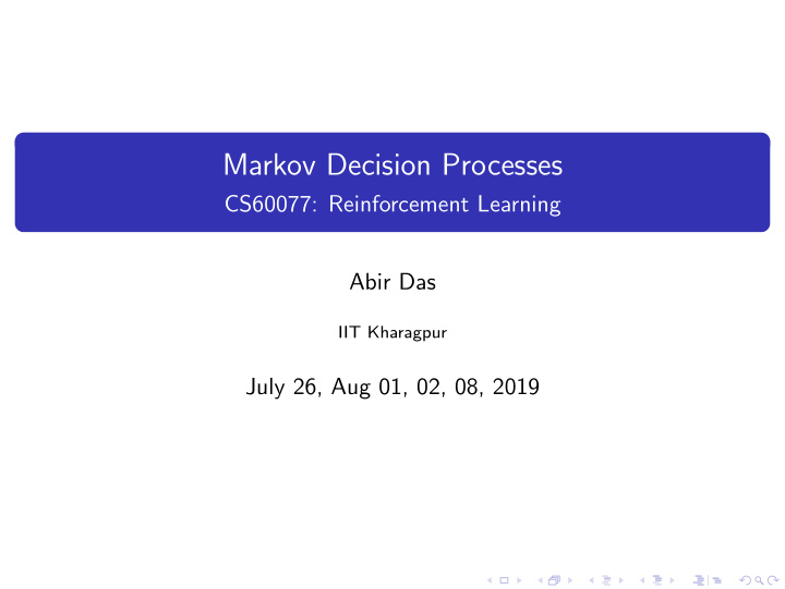 markov decision processes