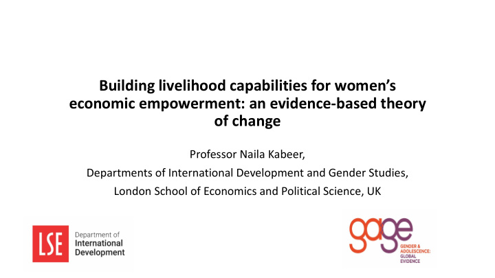 building livelihood capabilities for women s