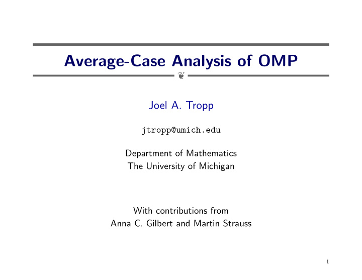 average case analysis of omp