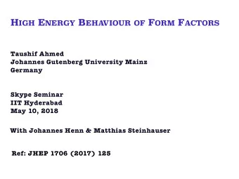 } m 6 = 0 F 1 , F 2  in large N c limit in SU ( N c ) at 4 - loop F 1 m = 0 [Henn, Smirnov,