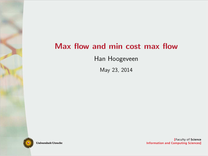 max flow and min cost max flow