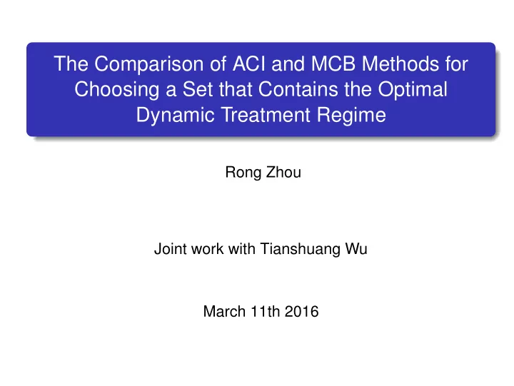 the comparison of aci and mcb methods for choosing a set