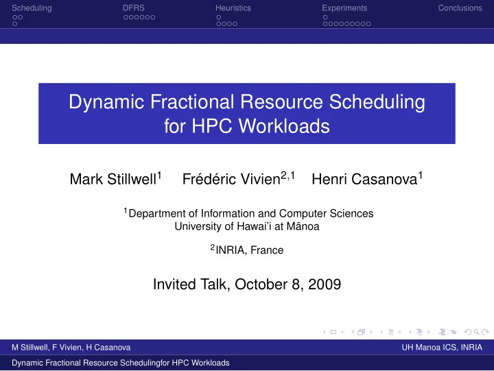 dynamic fractional resource scheduling for hpc workloads