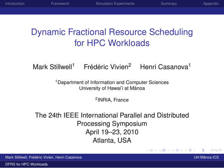 dynamic fractional resource scheduling for hpc workloads