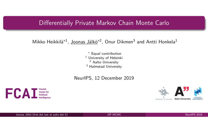 differentially private markov chain monte carlo