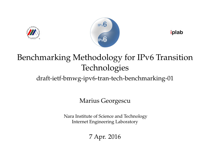 benchmarking methodology for ipv6 transition technologies