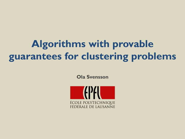 algorithms with provable