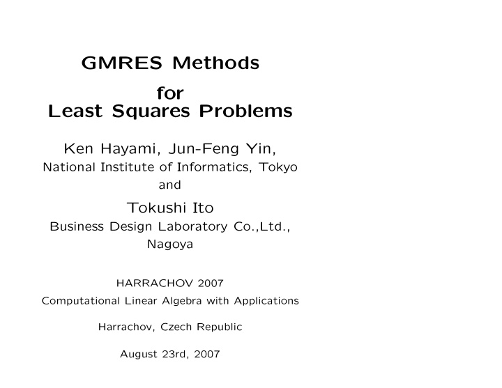gmres methods for least squares problems