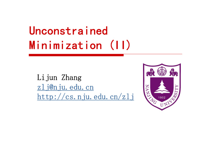 unconstrained minimization ii