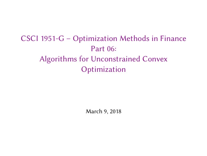 csci 1951 g optimization methods in finance part 06