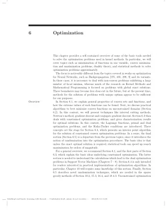 6  Optimization  This chapter provides a self-contained overview of some of the basic tools needed