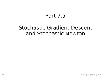 Part 7.5  Stochastic Gradient Descent  and Stochastic Newton  181  Wolfgang Bangerth  Background