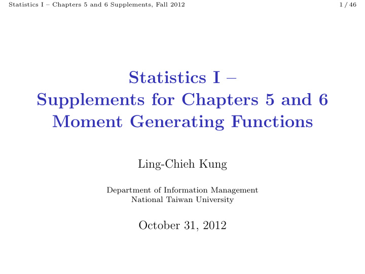statistics i supplements for chapters 5 and 6 moment