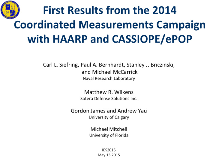 first results from the 2014 coordinated measurements