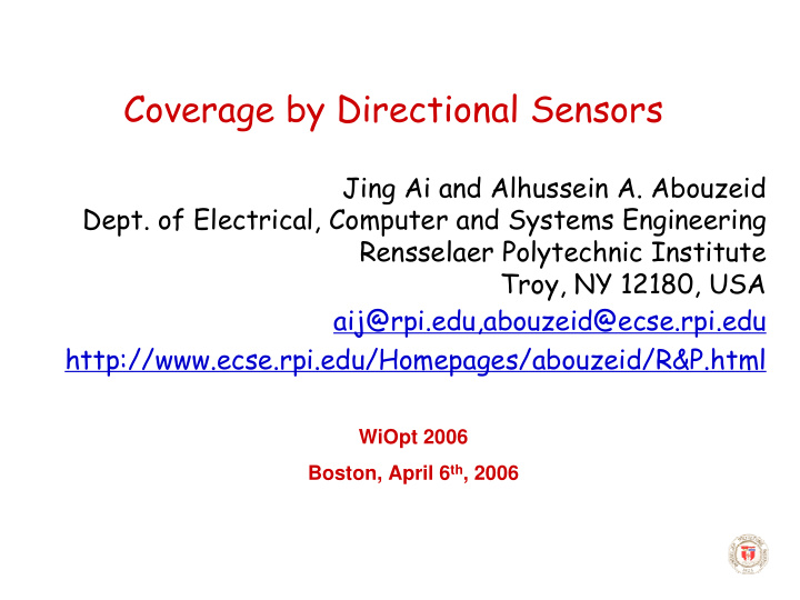 coverage by directional sensors