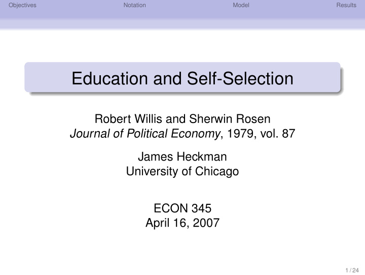 education and self selection