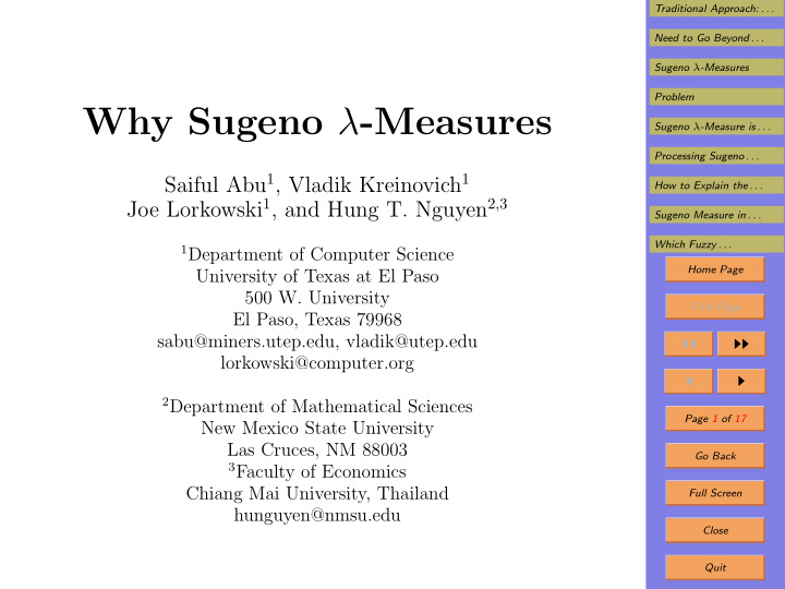 why sugeno measures