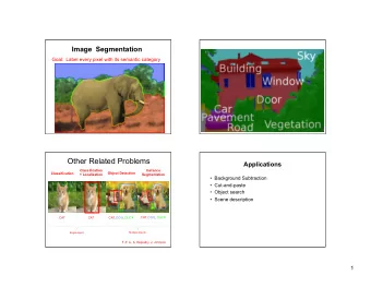 Other Related Problems  Applications Classification  Instance Classification Object Detection +