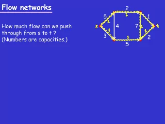 Flow networks  2  5  1  How much flow can we push  4  7  through from s to t ?  3  2  (Numbers are