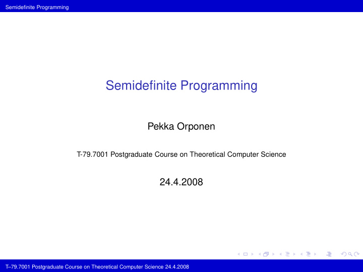 semidefinite programming