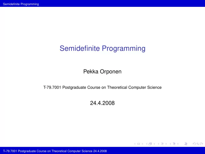 semidefinite programming