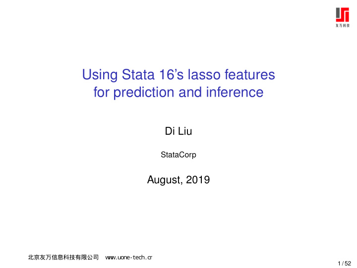 using stata 16 s lasso features for prediction and
