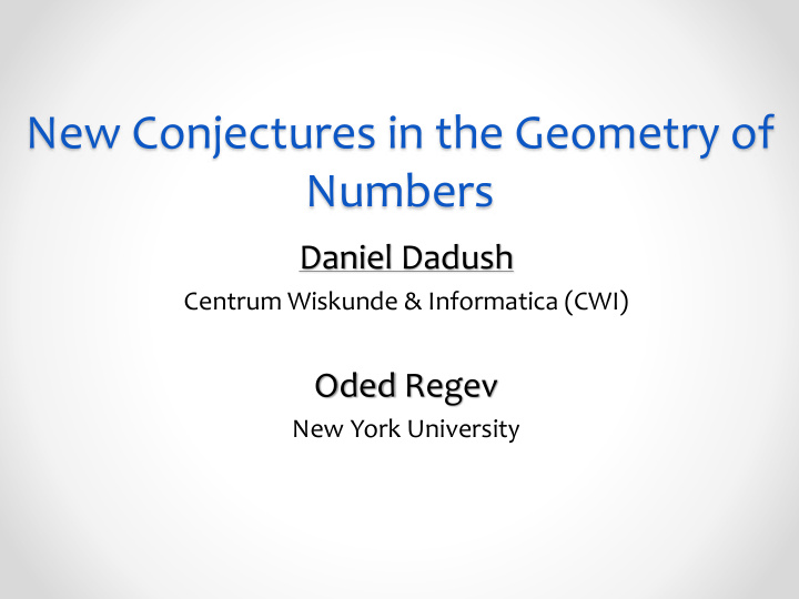 new conjectures in the geometry of
