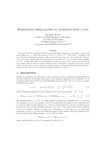 Strichartz inequalities on surfaces with cusps  Jean-Marc Bouclet  Institut de Math  ematiques de
