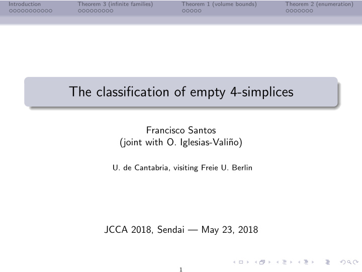 the classification of empty 4 simplices